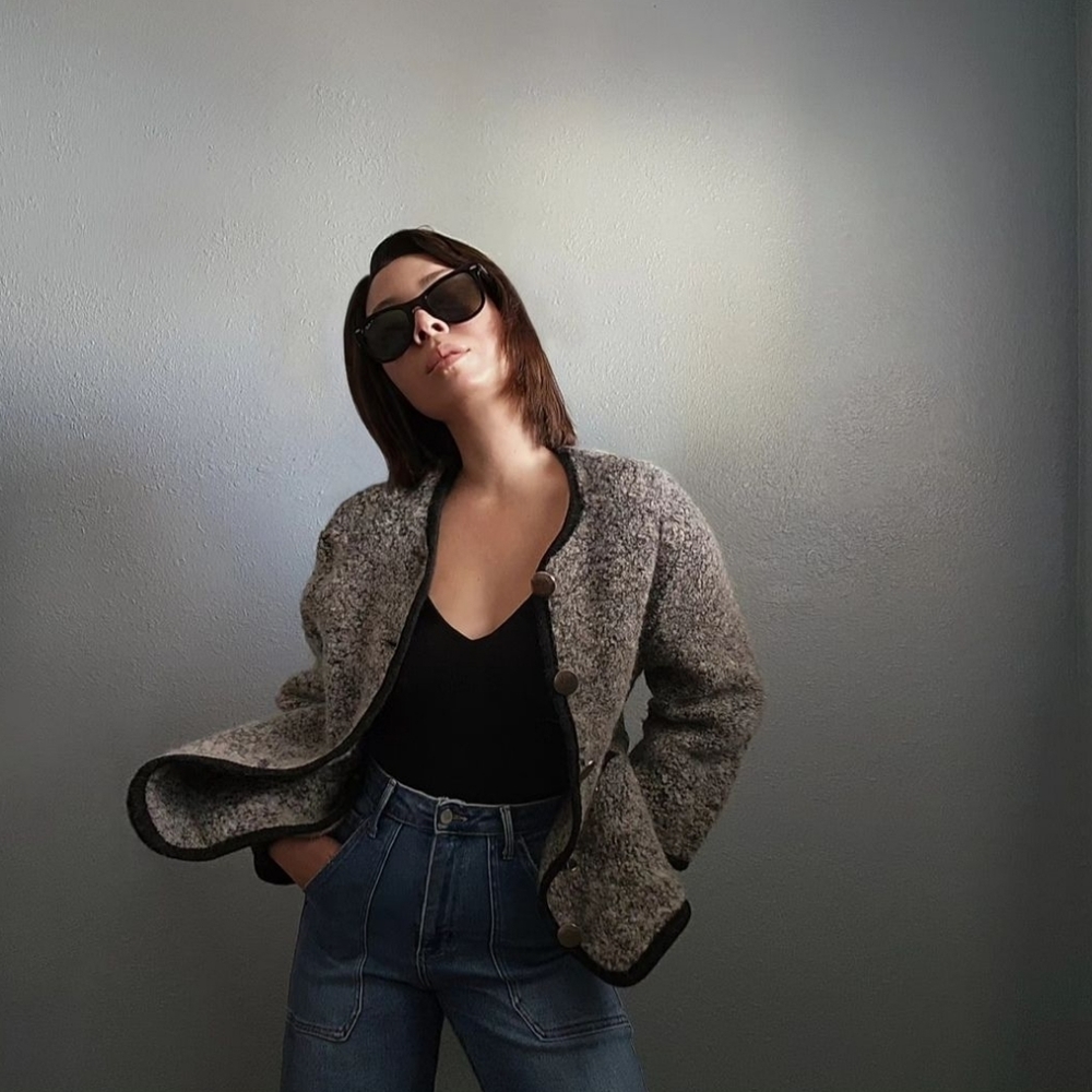 Trimmed alpaca coat